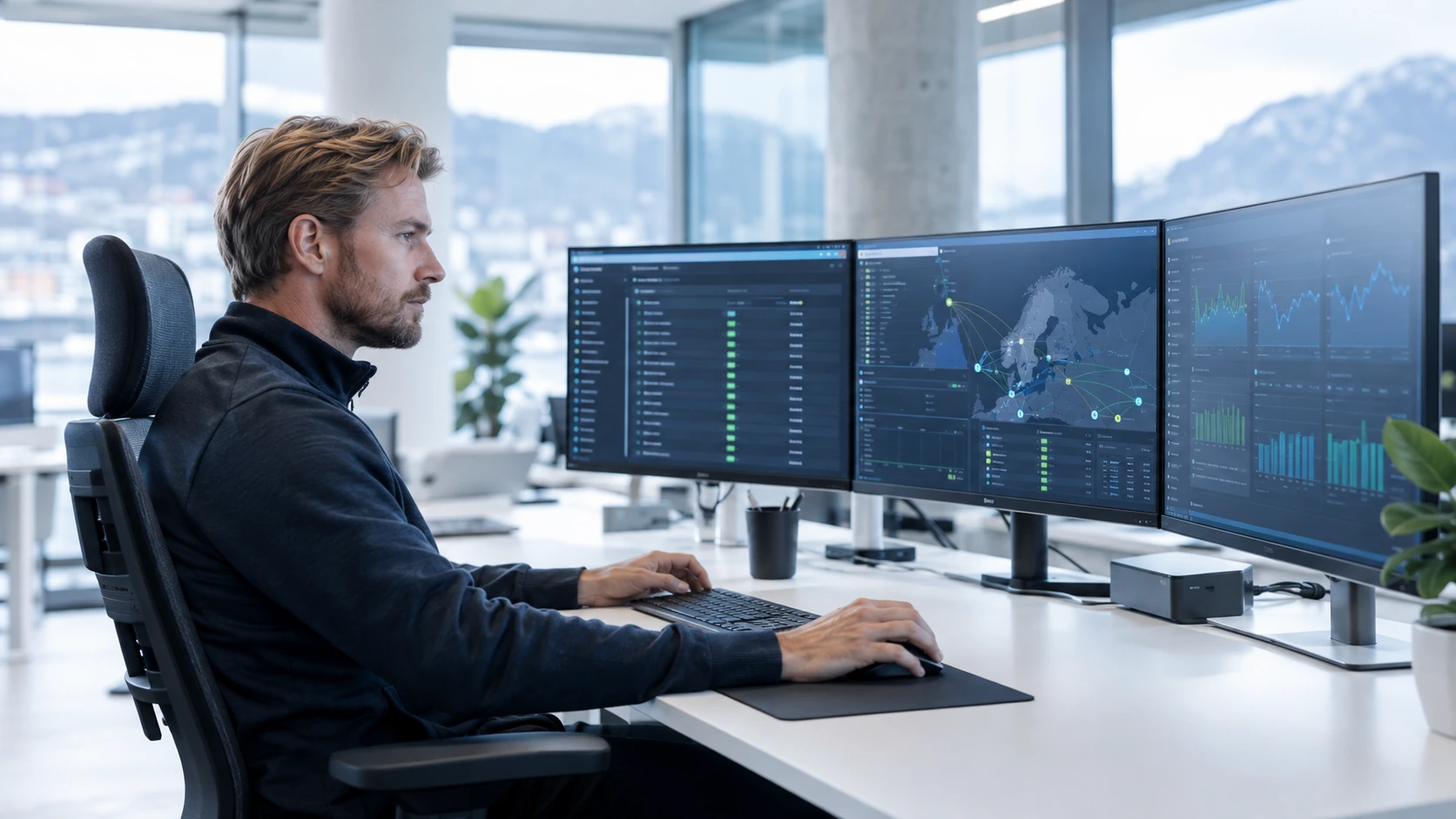 Technology consultants reviewing an infrastructure plan with a client